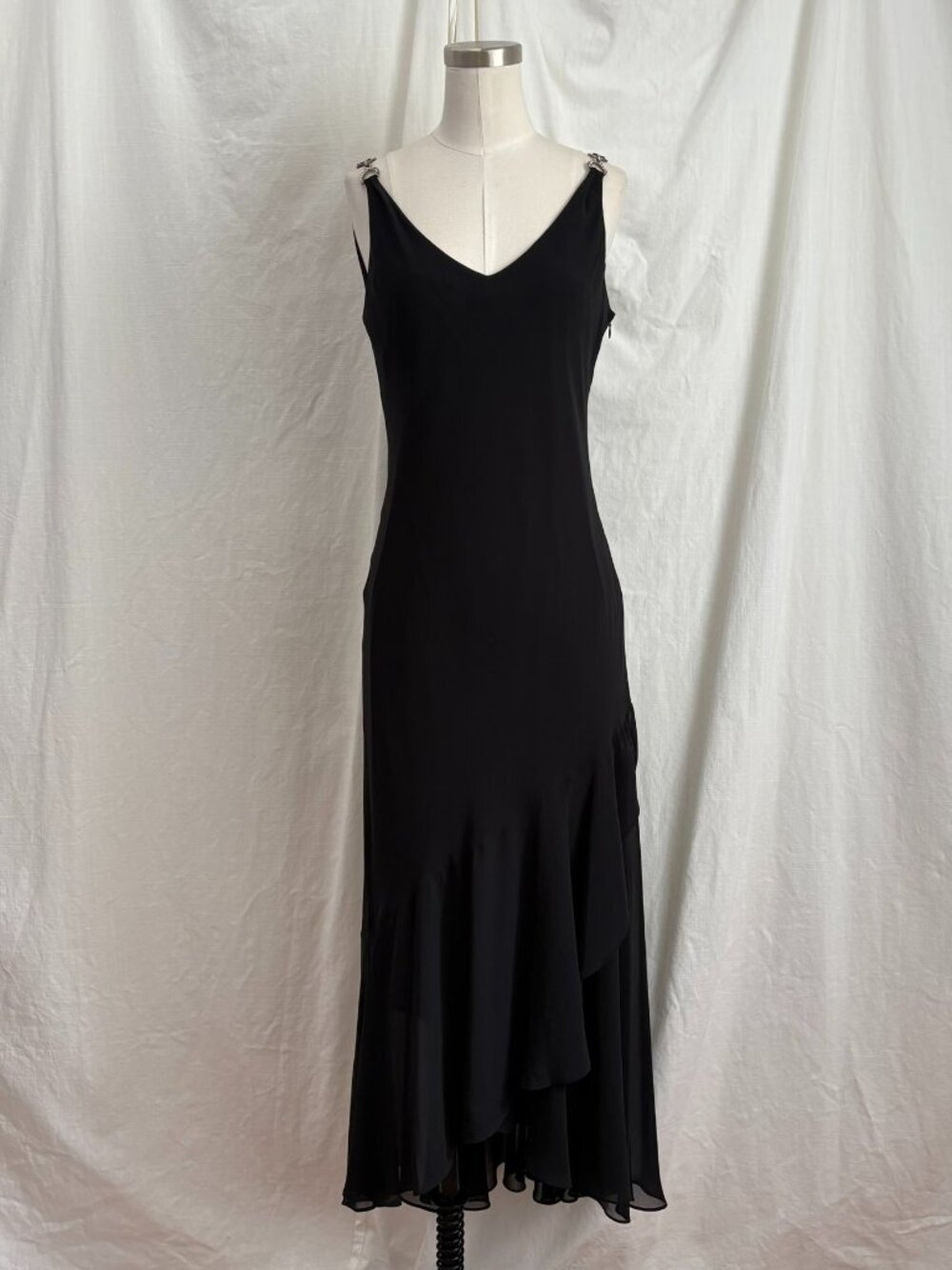 Vtg 90s Chic Alex Evenings Black Formal Party Long Gown Dress 10 Wedding Guest